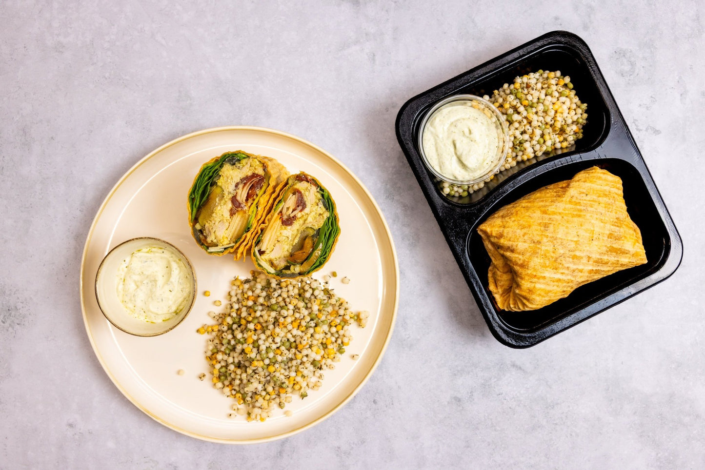 Caesar wrap vegetarisch met parel couscous en tempeh - Tessa's