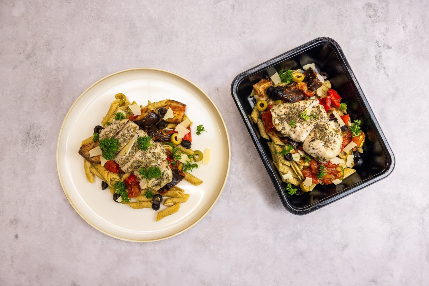 Vegetarische caponata met burrata en volkoren pasta - Tessa's