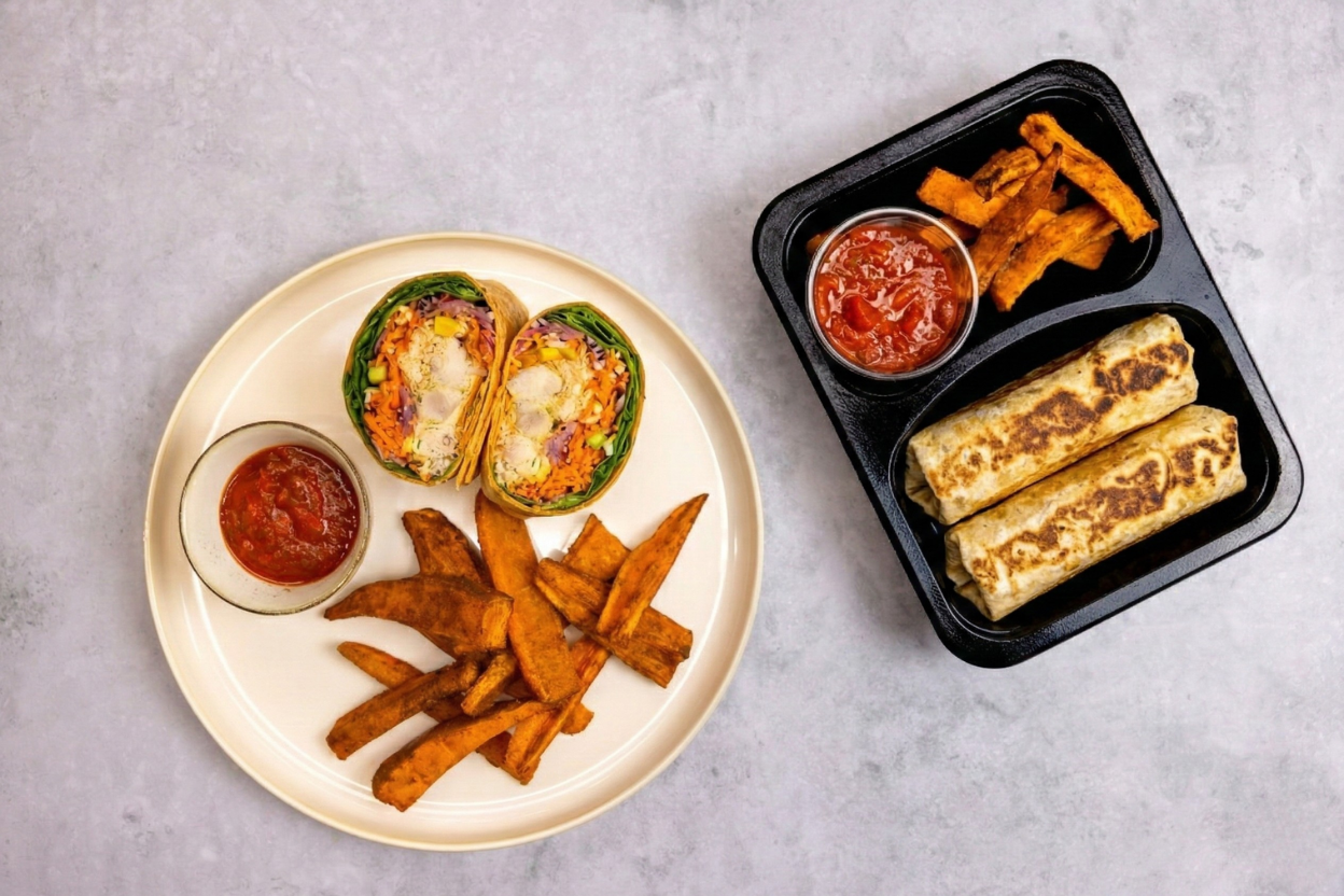 Vegetarische coleslaw wrap met tempeh