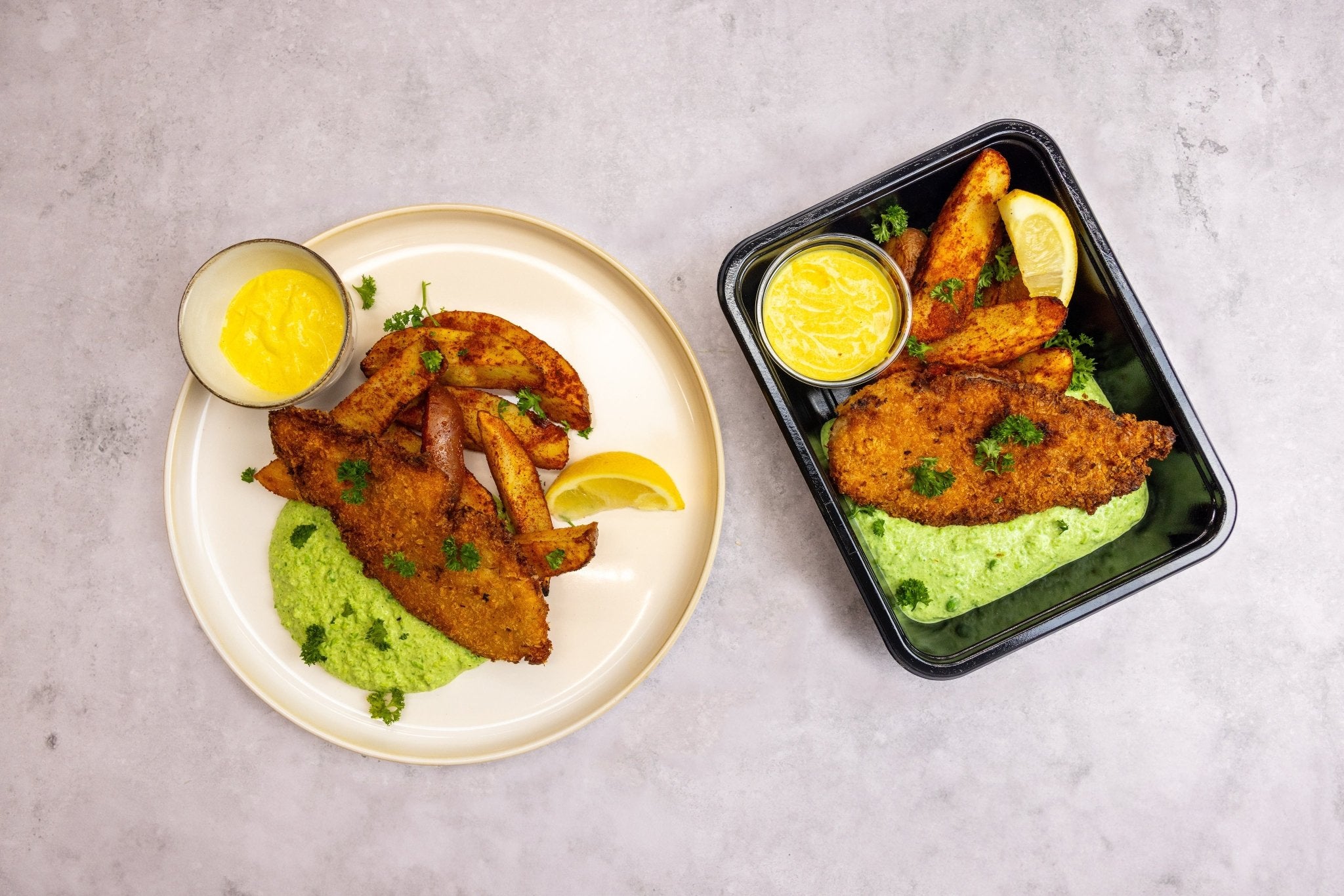 Fish and chips met rijst - Tessa's