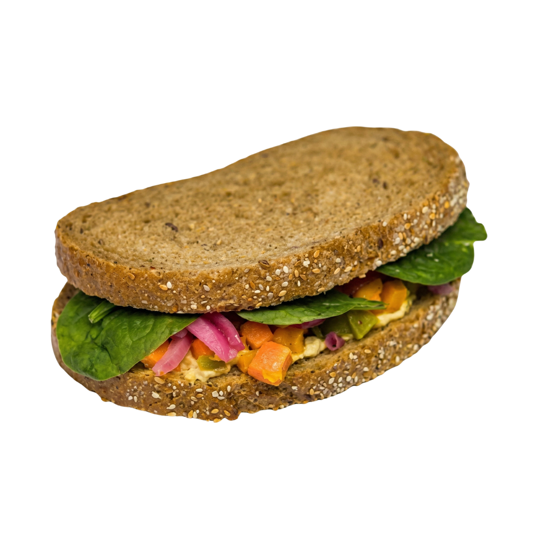 Sandwich met hummus en gegrilde groenten