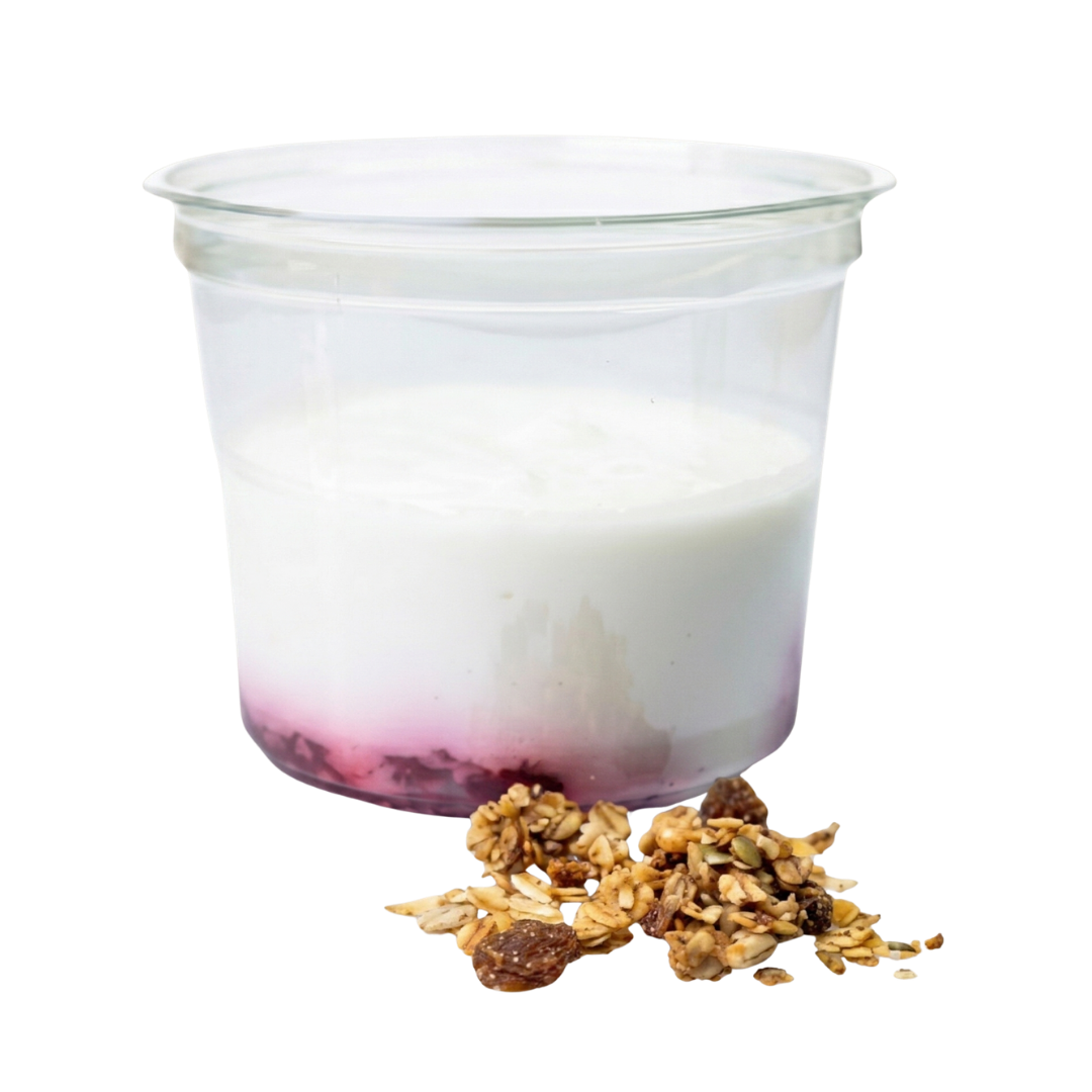 Frambozen kwark met granola